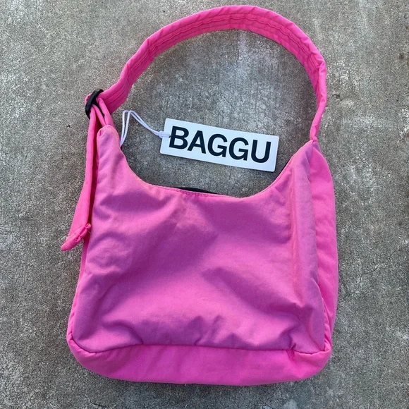 NWT BAGGU Mini Nylon Shoulder Bag in Azalea Pink - Picture 6 of 6